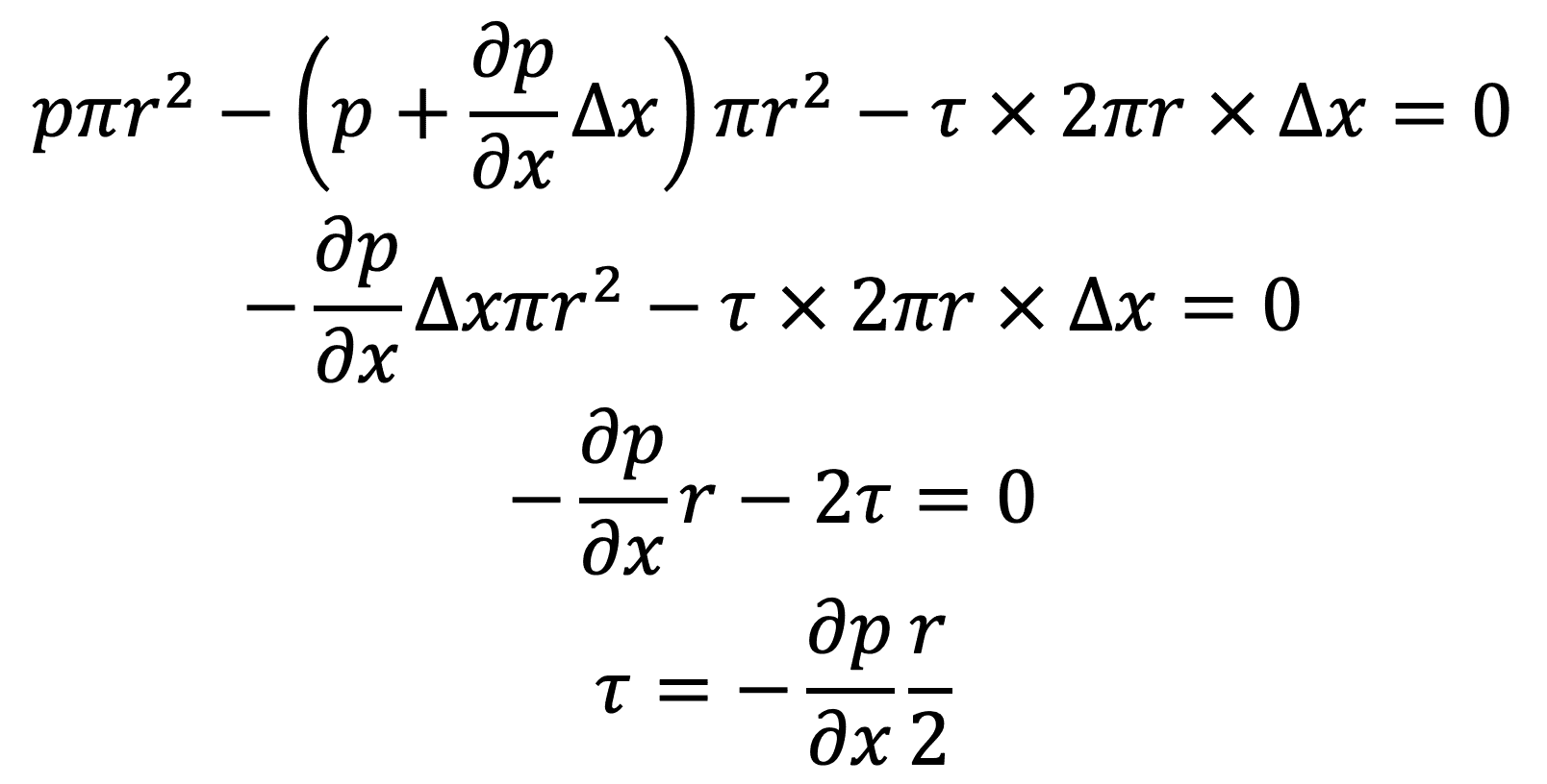 Shear stress distribution of Viscous Fluid in pipe